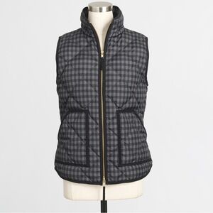 J Crew Factory Women's Black Checked Quilted Vest Size M